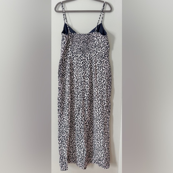 J. Crew NWT Tie-Front Wide-Leg Jumpsuit in Navy White Ditsy Floral Print Size 16 - Picture 7 of 10